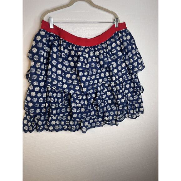 NWT Lane Bryant Blue White Polka Dot Tiered Elastic Waist Plus Skirt size 22/24 - Picture 7 of 8